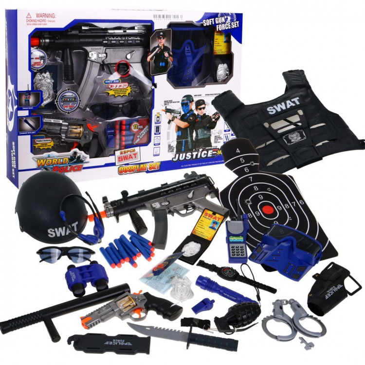 Veľká policajná sada pre malého policajta modro-čierna